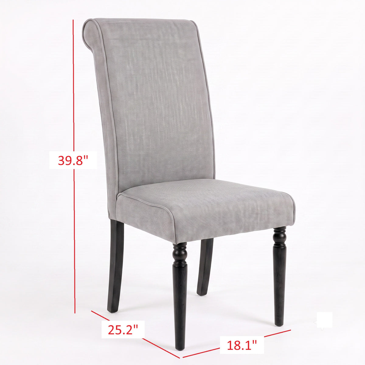 Pryor Dining Chair (Set of 2), Modern Rolled Back and Turned Front Legs Design