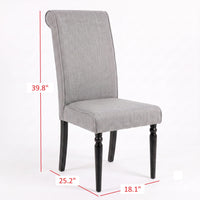 Pryor Dining Chair (Set of 2), Modern Rolled Back and Turned Front Legs Design