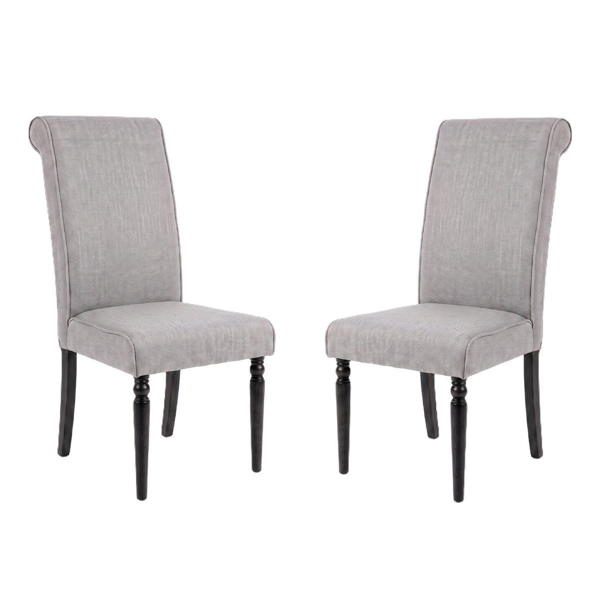 Pryor Dining Chair (Set of 2), Modern Rolled Back and Turned Front Legs Design