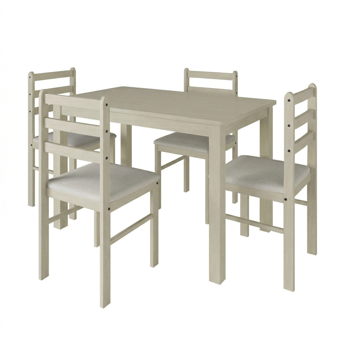 Home Design Lompoc 5-Piece Dining Table Set, Modern Rectangular Table with 4 Warm Gray Linen Upholstered Chairs, Easy Assembly