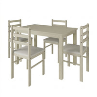 Home Design Lompoc 5-Piece Dining Table Set, Modern Rectangular Table with 4 Warm Gray Linen Upholstered Chairs, Easy Assembly