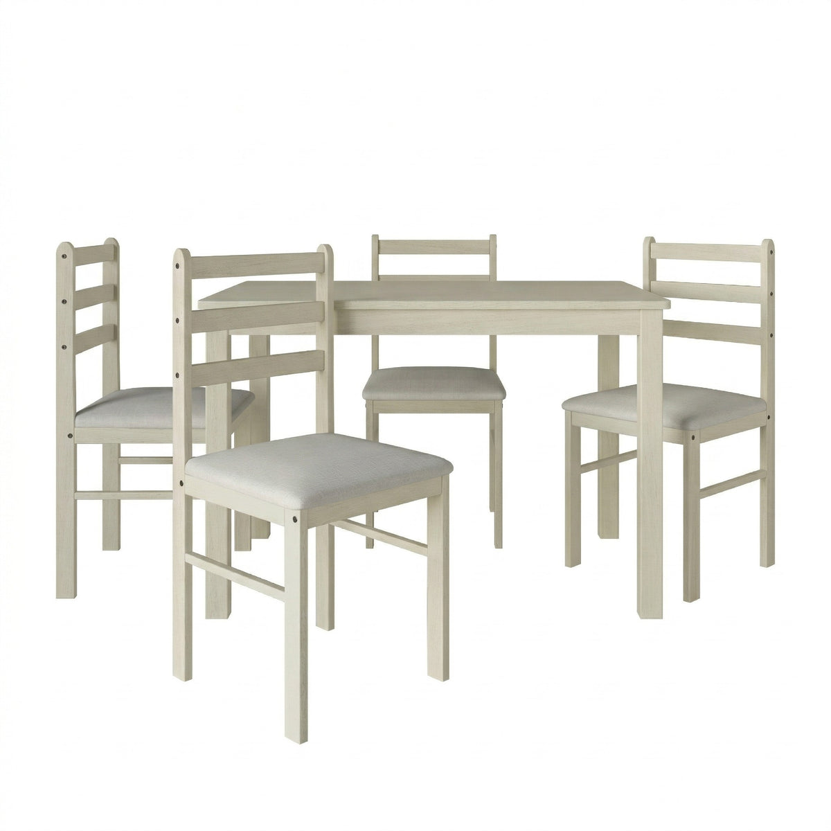 Home Design Lompoc 5-Piece Dining Table Set, Modern Rectangular Table with 4 Warm Gray Linen Upholstered Chairs, Easy Assembly