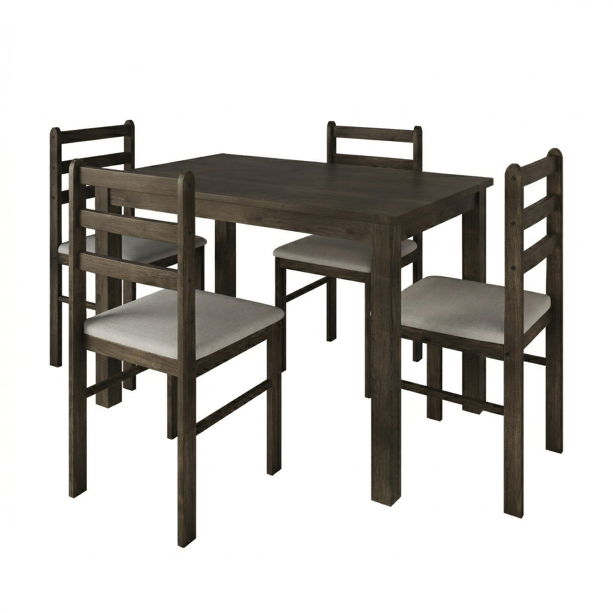 Home Design Lompoc 5-Piece Dining Table Set, Modern Rectangular Table with 4 Warm Gray Linen Upholstered Chairs, Easy Assembly