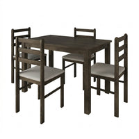 Home Design Lompoc 5-Piece Dining Table Set, Modern Rectangular Table with 4 Warm Gray Linen Upholstered Chairs, Easy Assembly