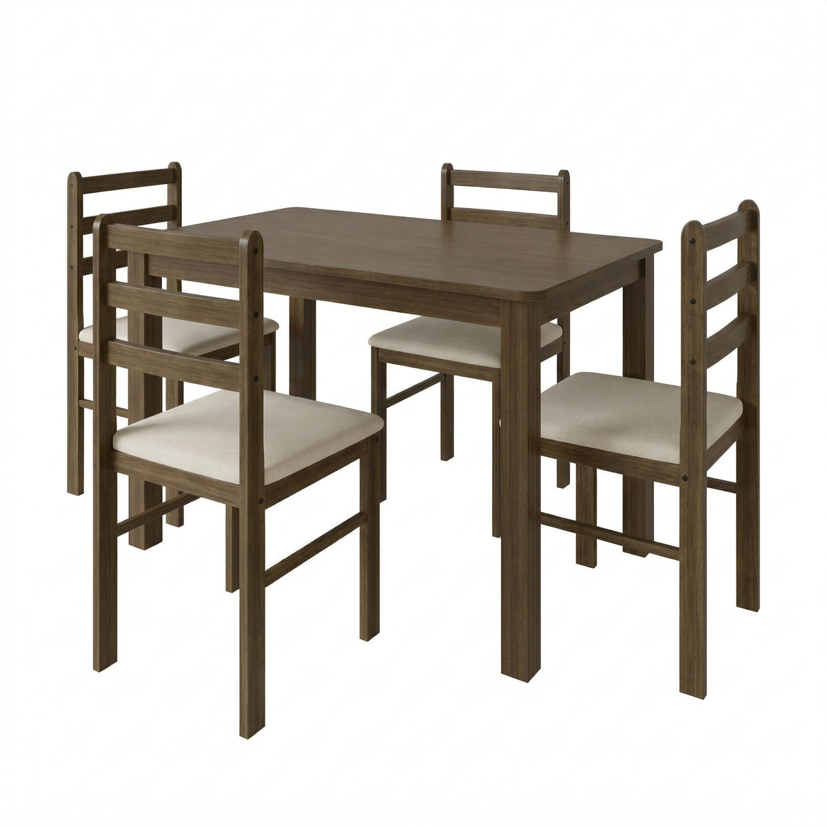 Home Design Lompoc 5-Piece Dining Table Set, Modern Rectangular Table with 4 Warm Gray Linen Upholstered Chairs, Easy Assembly