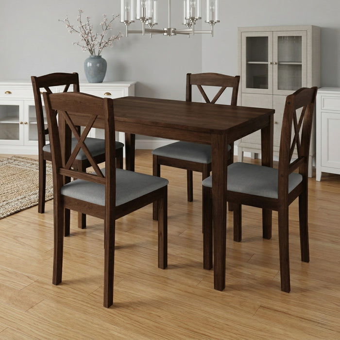 Home Design Lamar 5-Piece Dining Set, Rectangular Dining Table with X-Back Cushioned Chairs, Modern Design