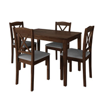 Home Design Lamar 5-Piece Dining Set, Rectangular Dining Table with X-Back Cushioned Chairs, Modern Design