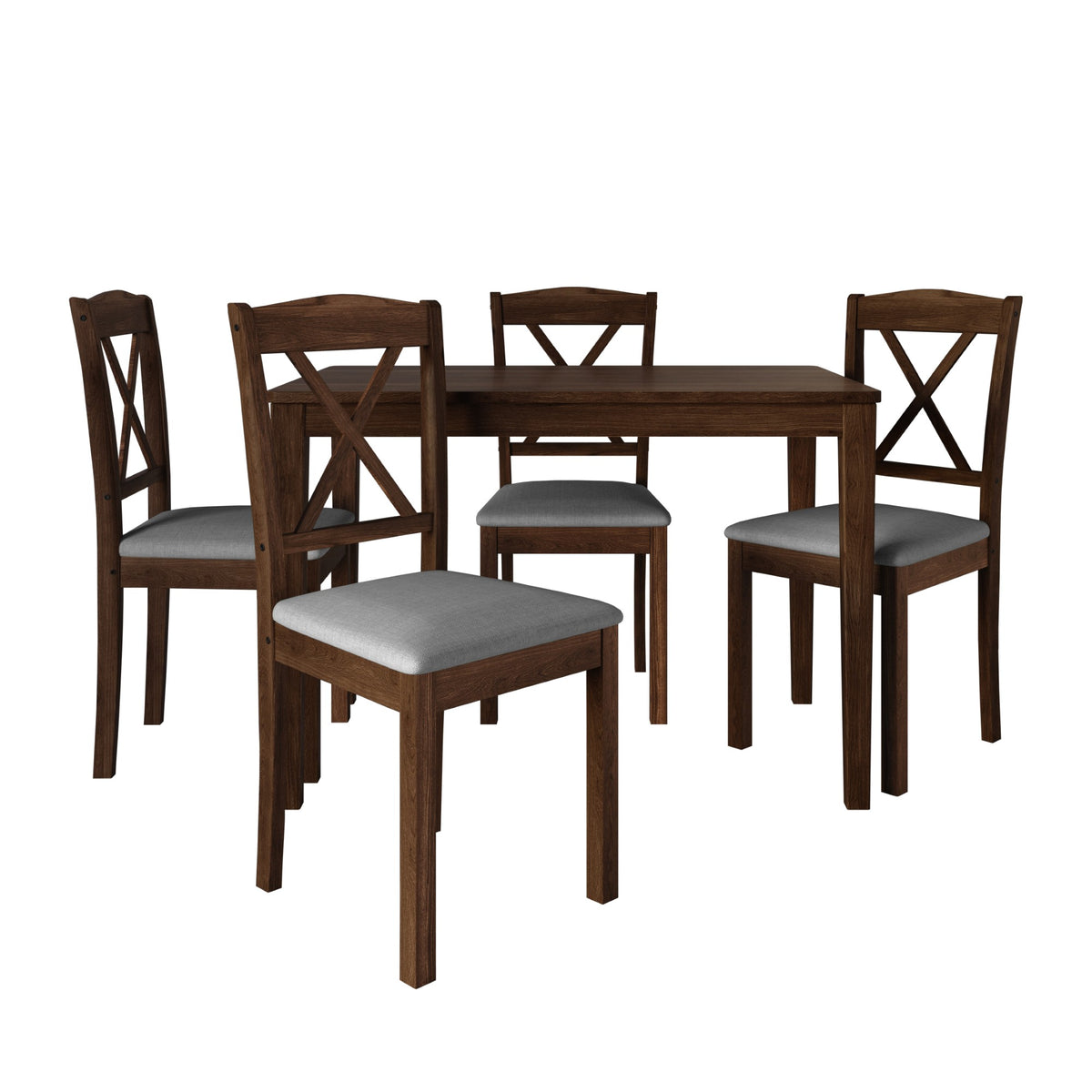 Home Design Lamar 5-Piece Dining Set, Rectangular Dining Table with X-Back Cushioned Chairs, Modern Design