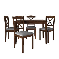 Home Design Lamar 5-Piece Dining Set, Rectangular Dining Table with X-Back Cushioned Chairs, Modern Design