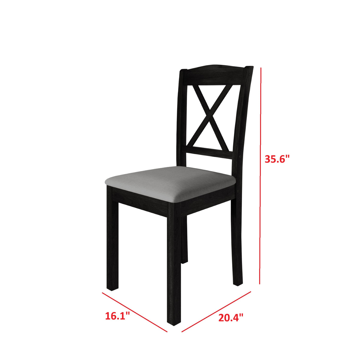 Home Design Lamar 5-Piece Dining Set, Rectangular Dining Table with X-Back Cushioned Chairs, Modern Design