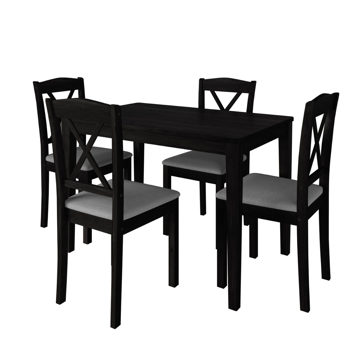 Home Design Lamar 5-Piece Dining Set, Rectangular Dining Table with X-Back Cushioned Chairs, Modern Design