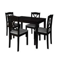 Home Design Lamar 5-Piece Dining Set, Rectangular Dining Table with X-Back Cushioned Chairs, Modern Design