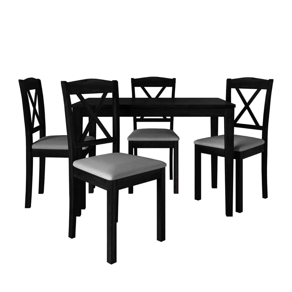 Home Design Lamar 5-Piece Dining Set, Rectangular Dining Table with X-Back Cushioned Chairs, Modern Design