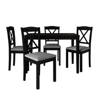 Home Design Lamar 5-Piece Dining Set, Rectangular Dining Table with X-Back Cushioned Chairs, Modern Design