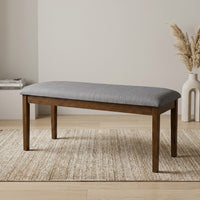 Home Design Easton Dining Set (Set of 6), Rectangular Table, Upholstered Chairs and Bench, Comfortable Gray Linen Upholstered Seat