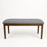 Home Design Easton Dining Bench, Rectangular, Comfortable Padded Seat, Gray Linen Fabric