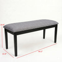 Home Design Easton Dining Bench, Rectangular, Comfortable Padded Seat, Gray Linen Fabric