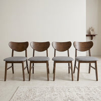 Home Design Easton Dining Chair (Set of 4), Curved-back design, Comfortable Gray Linen Upholstered Seat
