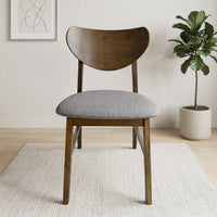 Home Design Easton Dining Chair (Set of 4), Curved-back design, Comfortable Gray Linen Upholstered Seat