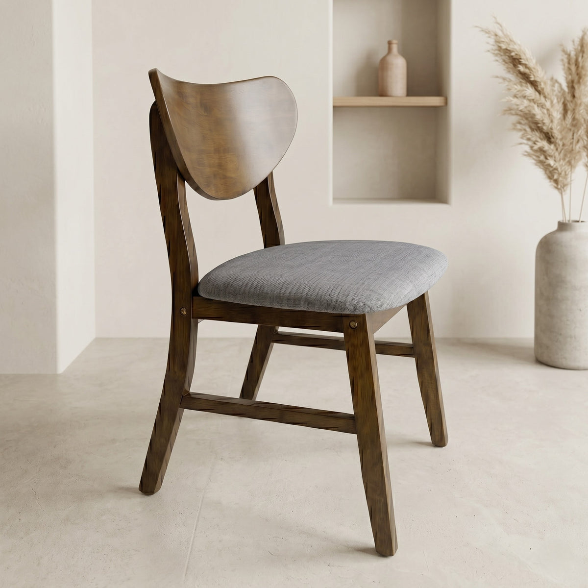 Home Design Easton Dining Chair (Set of 4), Curved-back design, Comfortable Gray Linen Upholstered Seat