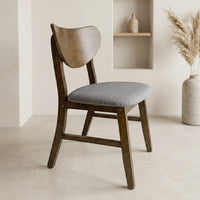 Home Design Easton Dining Chair (Set of 4), Curved-back design, Comfortable Gray Linen Upholstered Seat