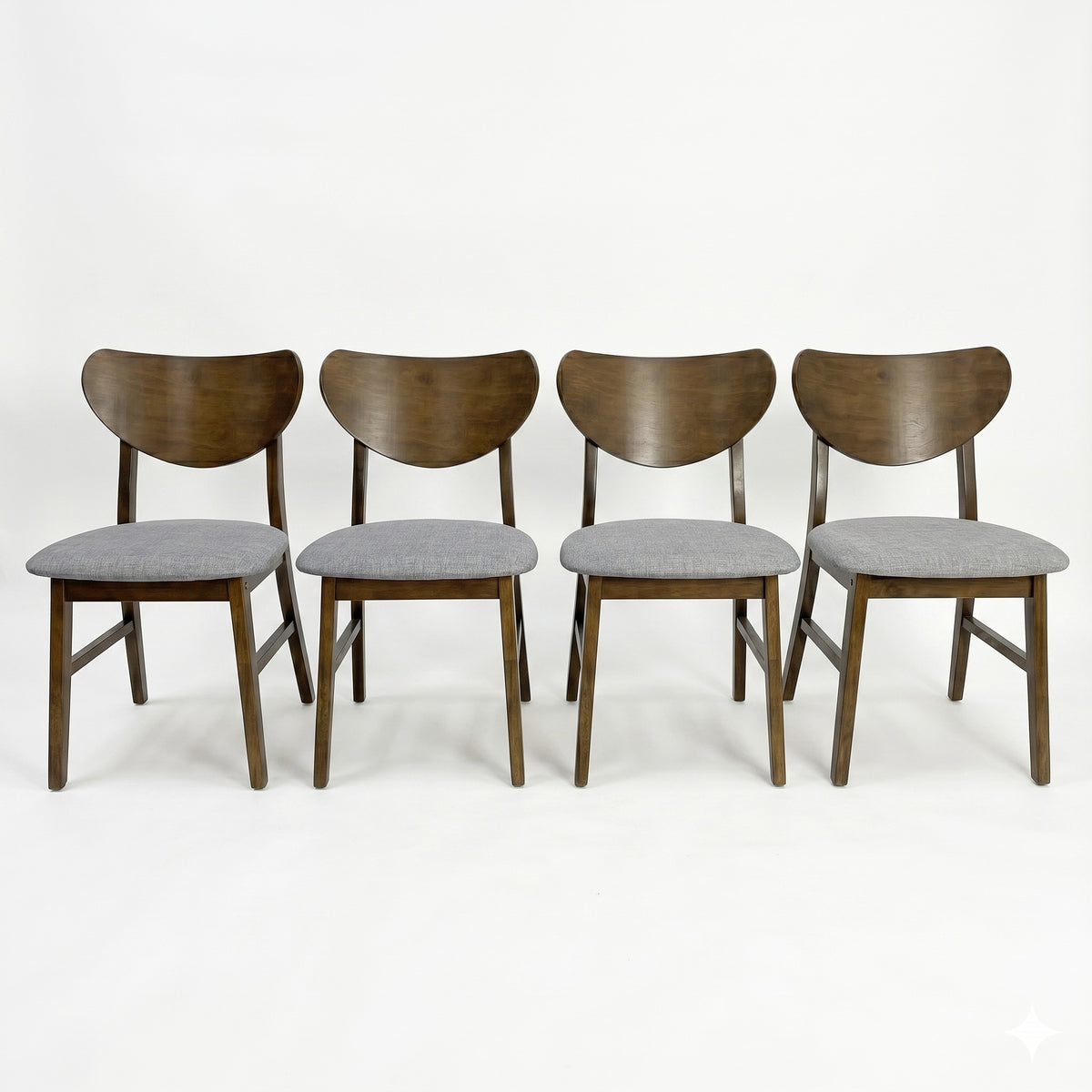 Home Design Easton Dining Chair (Set of 4), Curved-back design, Comfortable Gray Linen Upholstered Seat