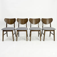 Home Design Easton Dining Chair (Set of 4), Curved-back design, Comfortable Gray Linen Upholstered Seat