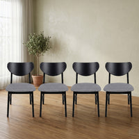 Home Design Easton Dining Chair (Set of 4), Curved-back design, Comfortable Gray Linen Upholstered Seat