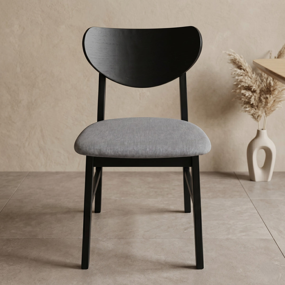 Home Design Easton Dining Chair (Set of 4), Curved-back design, Comfortable Gray Linen Upholstered Seat