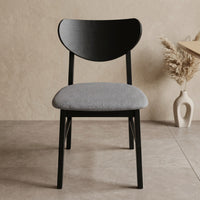 Home Design Easton Dining Chair (Set of 4), Curved-back design, Comfortable Gray Linen Upholstered Seat