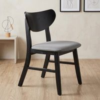 Home Design Easton Dining Chair (Set of 4), Curved-back design, Comfortable Gray Linen Upholstered Seat