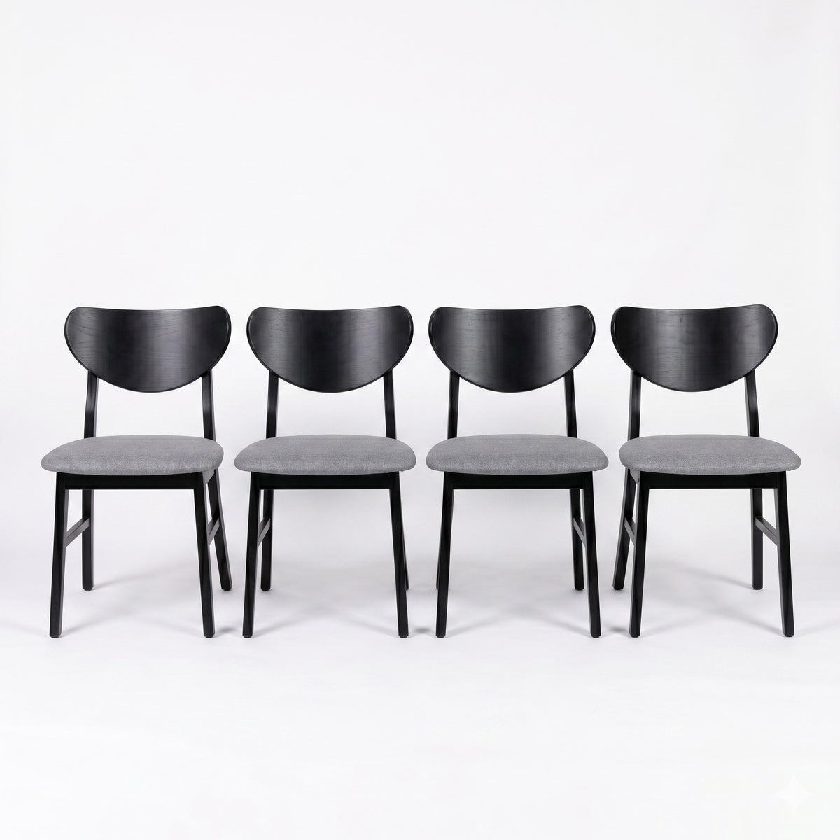 Home Design Easton Dining Chair (Set of 4), Curved-back design, Comfortable Gray Linen Upholstered Seat