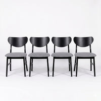 Home Design Easton Dining Chair (Set of 4), Curved-back design, Comfortable Gray Linen Upholstered Seat
