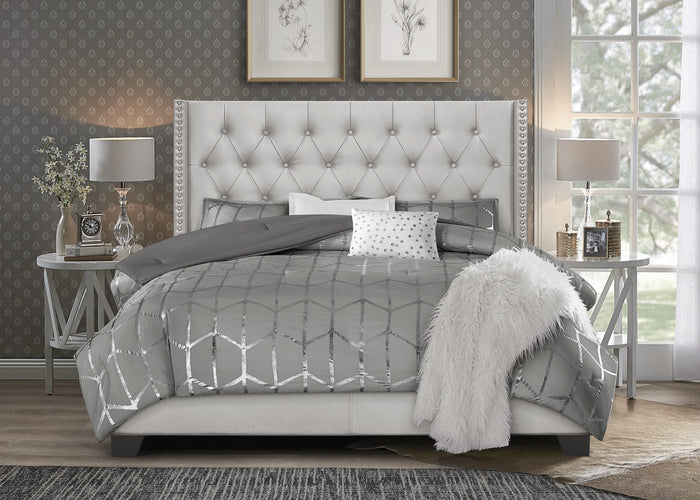 Home Design Brady Upholstered Tufted Wingback Panel Bed Frame