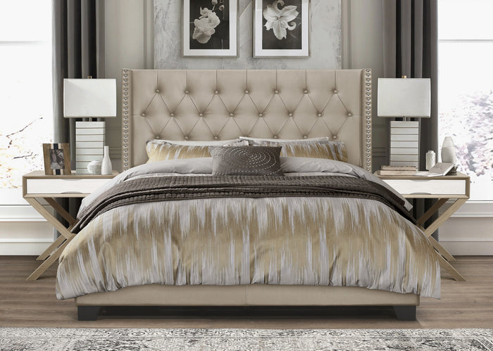 Home Design Brady Upholstered Tufted Wingback Panel Bed Frame