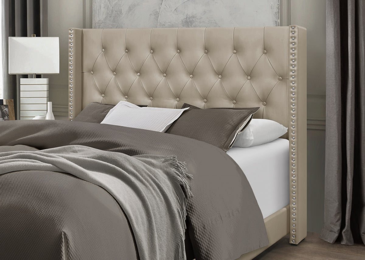 Home Design Brady Upholstered Tufted Wingback Panel Bed Frame