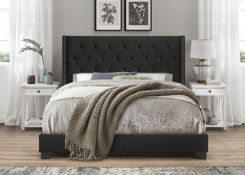 Home Design Brady Upholstered Tufted Wingback Panel Bed Frame