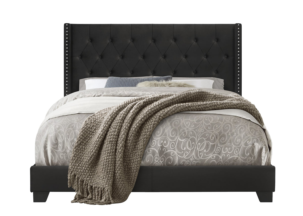 Home Design Brady Upholstered Tufted Wingback Panel Bed Frame