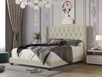 Home Design Brady Upholstered Tufted Wingback Panel Bed Frame
