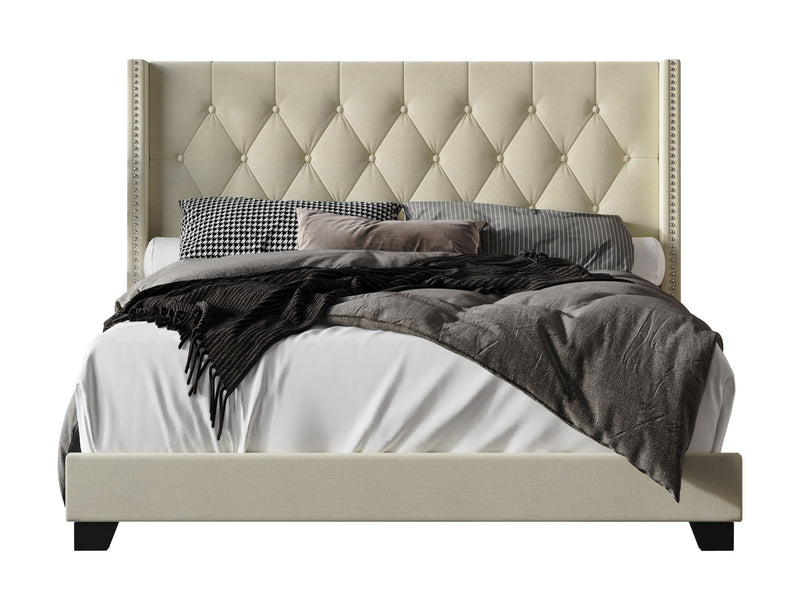 Home Design Brady Upholstered Tufted Wingback Panel Bed Frame