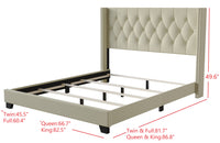Home Design Brady Upholstered Tufted Wingback Panel Bed Frame
