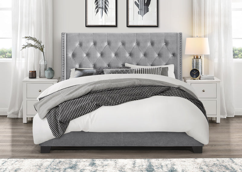 Home Design Brady Upholstered Tufted Wingback Panel Bed Frame