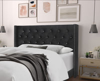 Home Design Brady Upholstered Tufted Wingback Panel Bed Frame