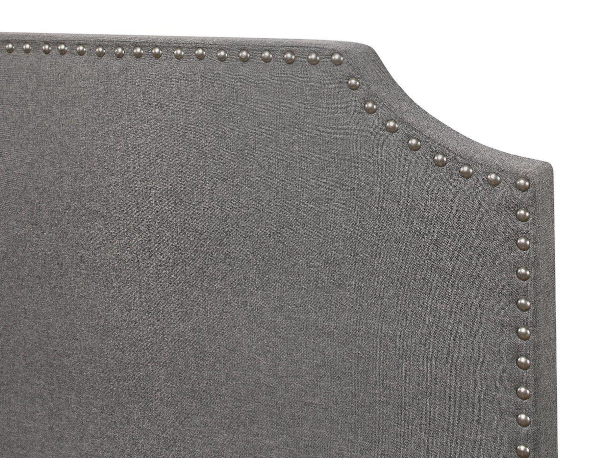 Tory Modern Chic Grey Linen Upholstered Panel Bed Frame