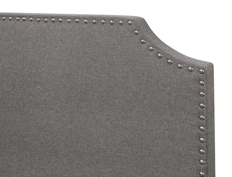 Tory Modern Chic Grey Linen Upholstered Panel Bed Frame