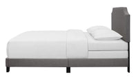 Tory Modern Chic Grey Linen Upholstered Panel Bed Frame
