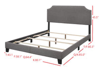 Tory Modern Chic Grey Linen Upholstered Panel Bed Frame