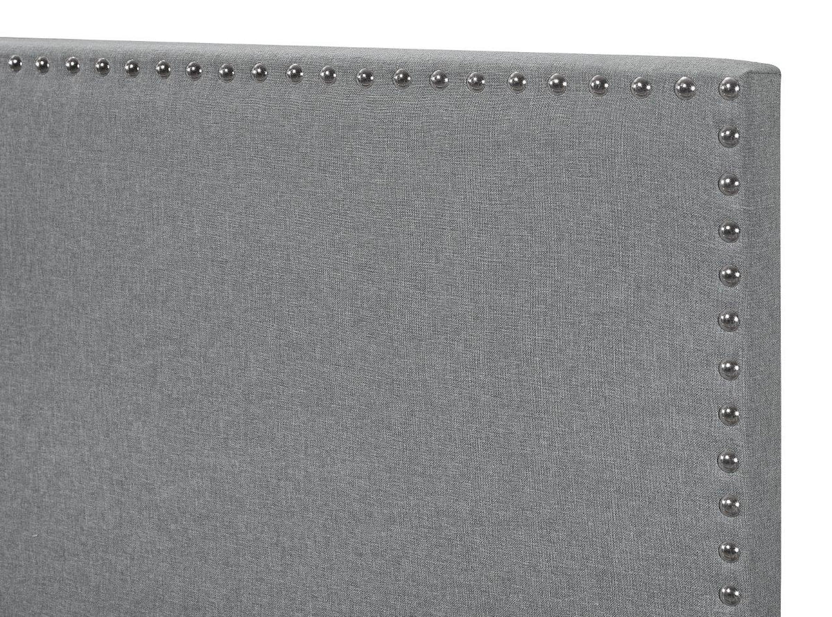Home Design Ace Nail head Trim Linen Upholstered Bed Frame, Adult, Light Gray
