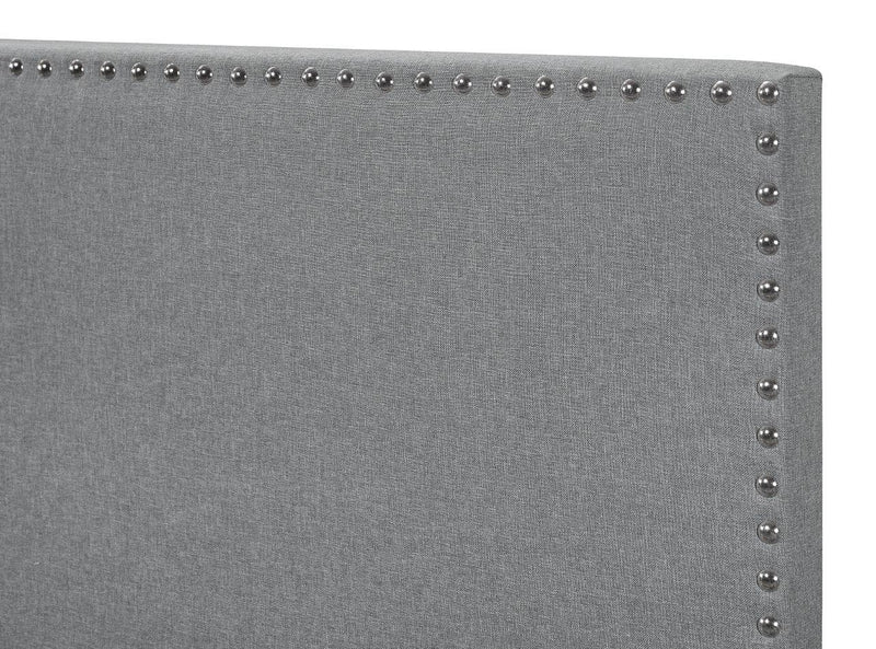 Home Design Ace Nail head Trim Linen Upholstered Bed Frame, Adult, Light Gray