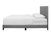 Home Design Ace Nail head Trim Linen Upholstered Bed Frame, Adult, Light Gray